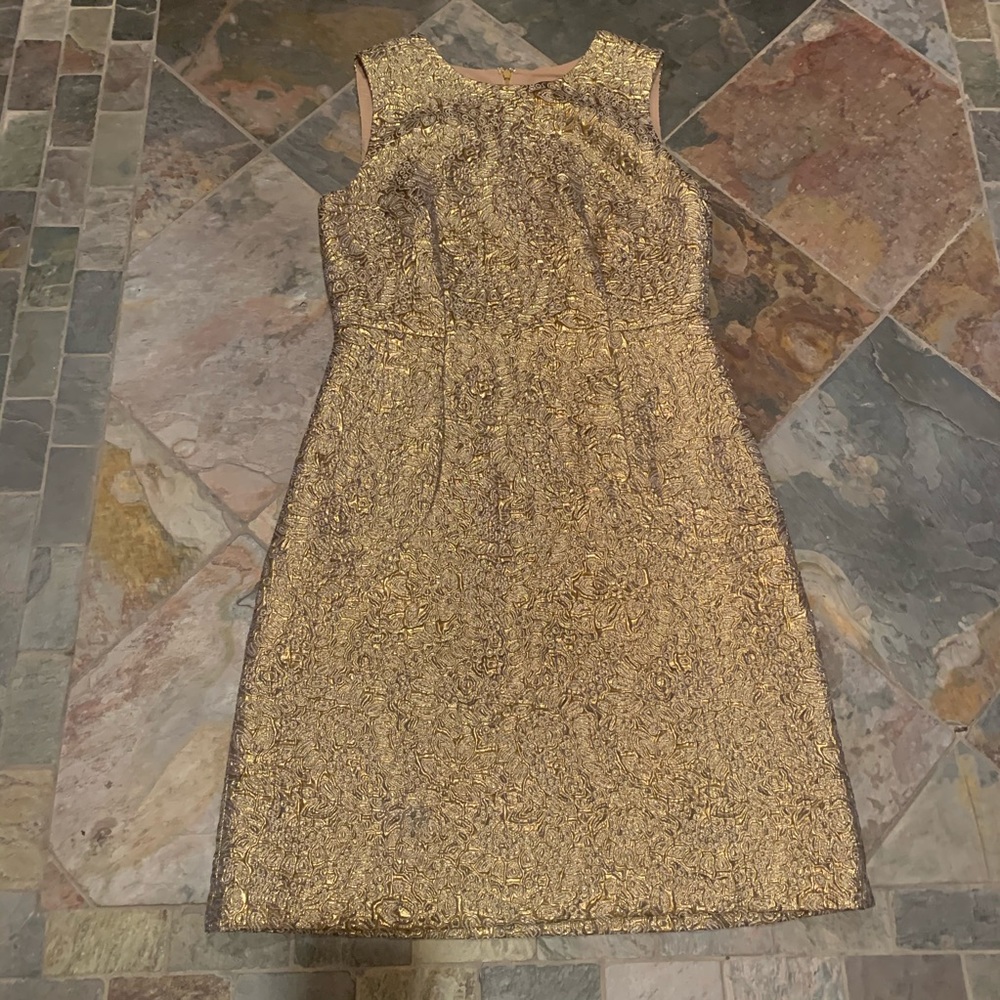 EUC - Gold Brocade Ann Taylor Dress - Size 6